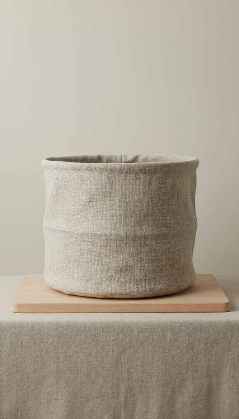 Textured linen toy basket