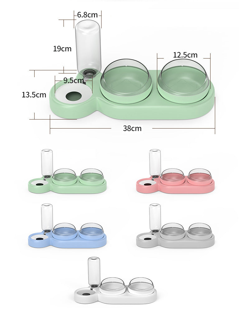 Automatic Water Dispenser & Double Bowl Feeder for Small Dogs