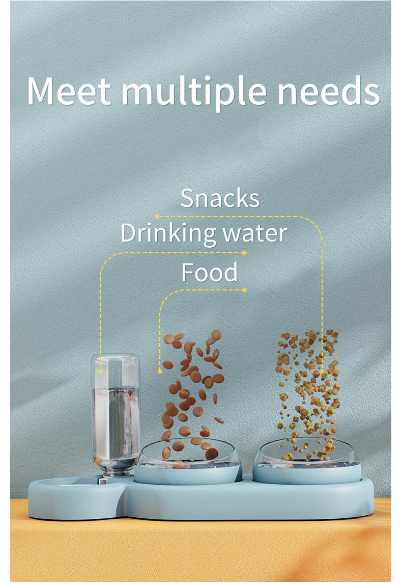 Automatic Water Dispenser & Double Bowl Feeder for Small Dogs