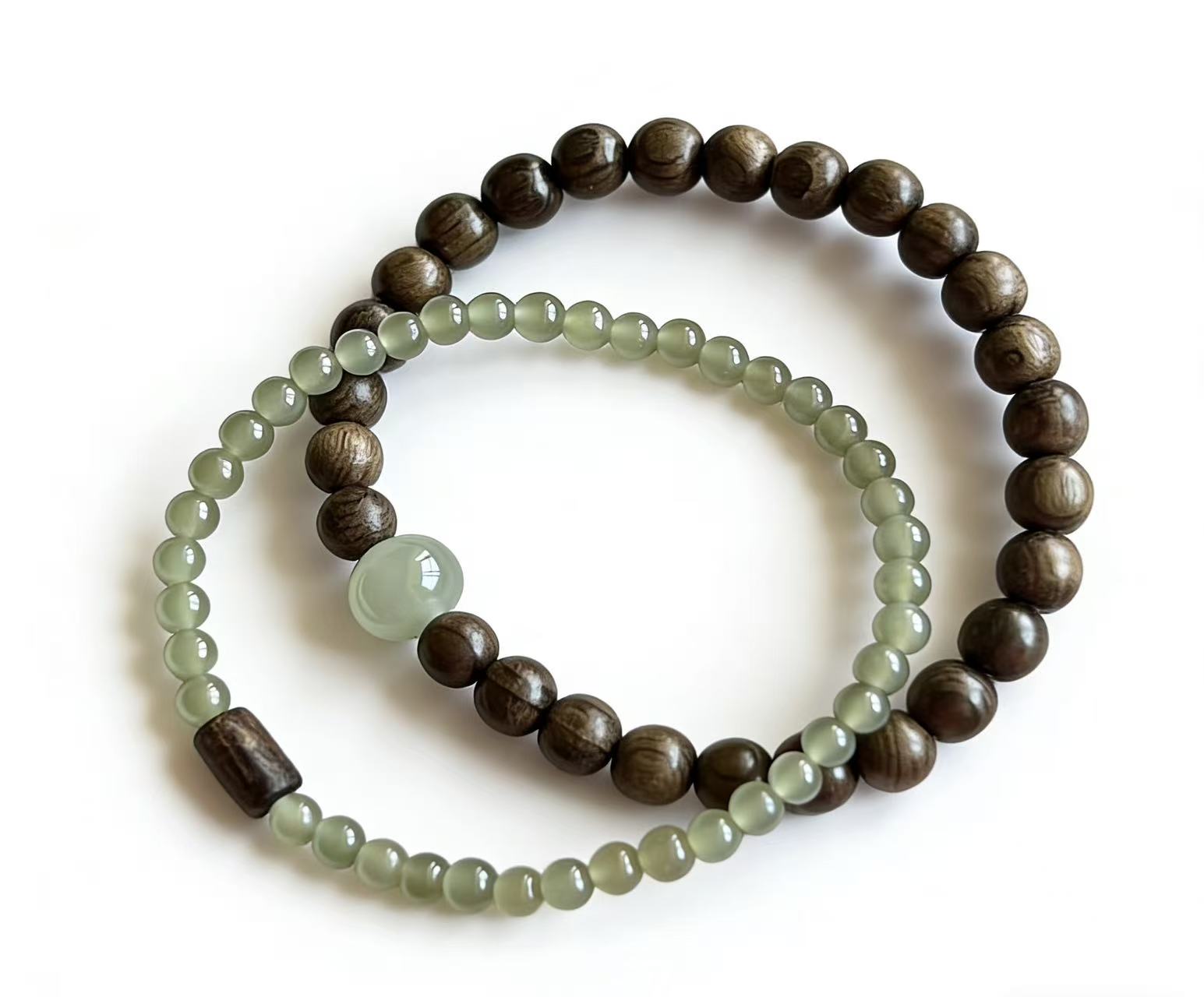 Sandalwood & Jade Bead Bracelet
