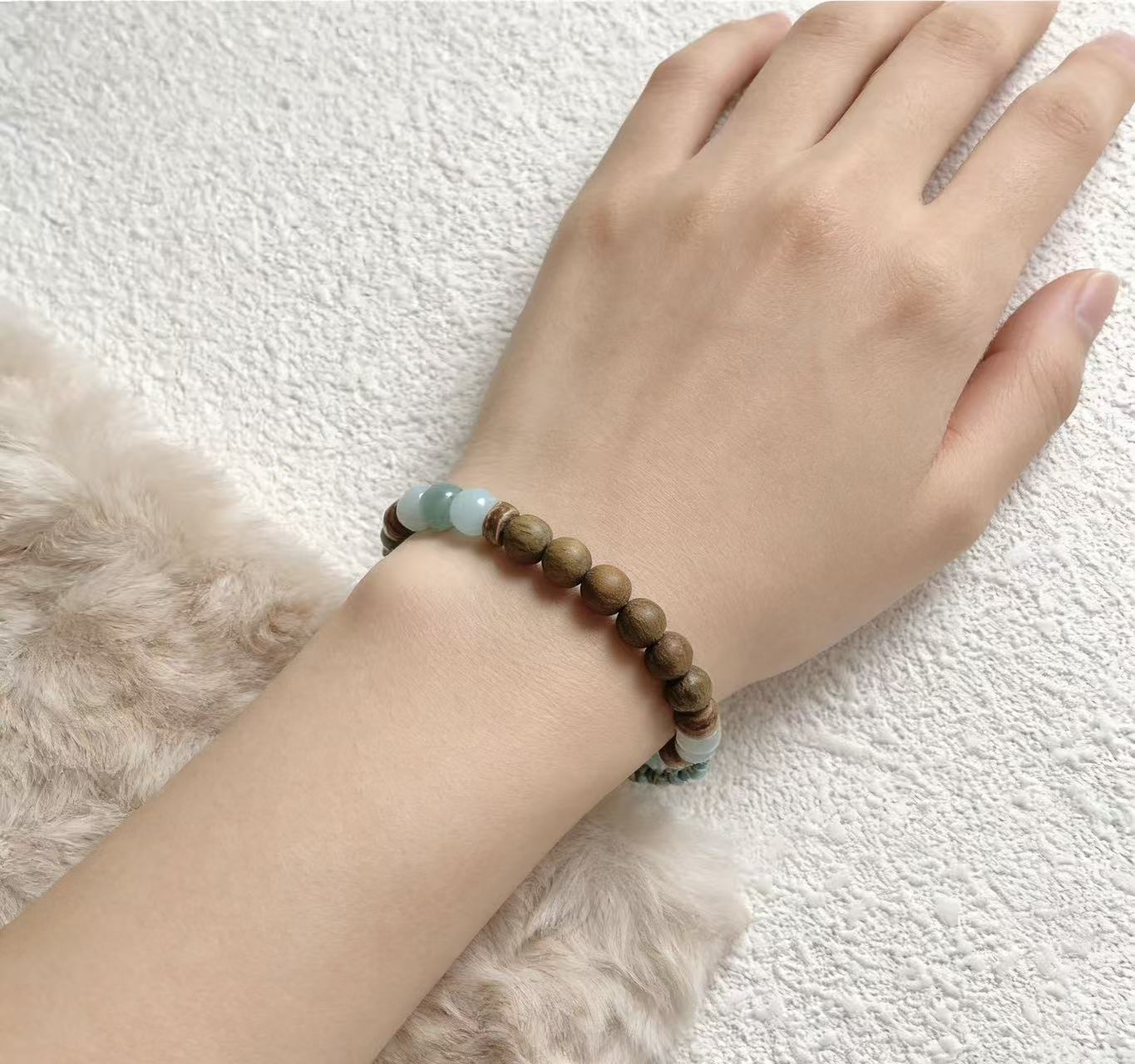 Sandalwood & Aquamarine Zen Bracelet