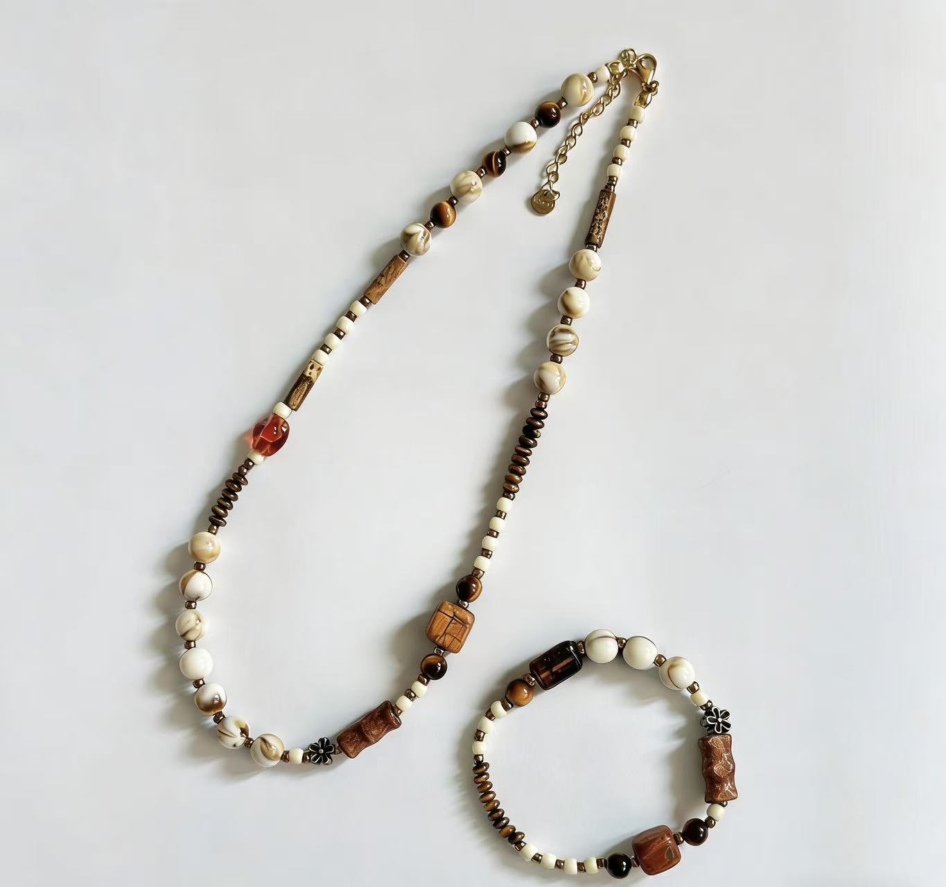 Boho Earth Tone Necklace & Bracelet Set