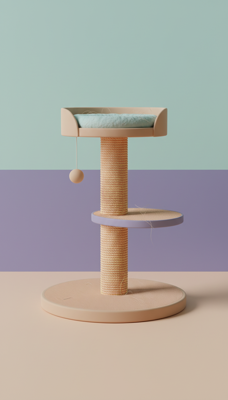 Modern cat scratching post with neutral base