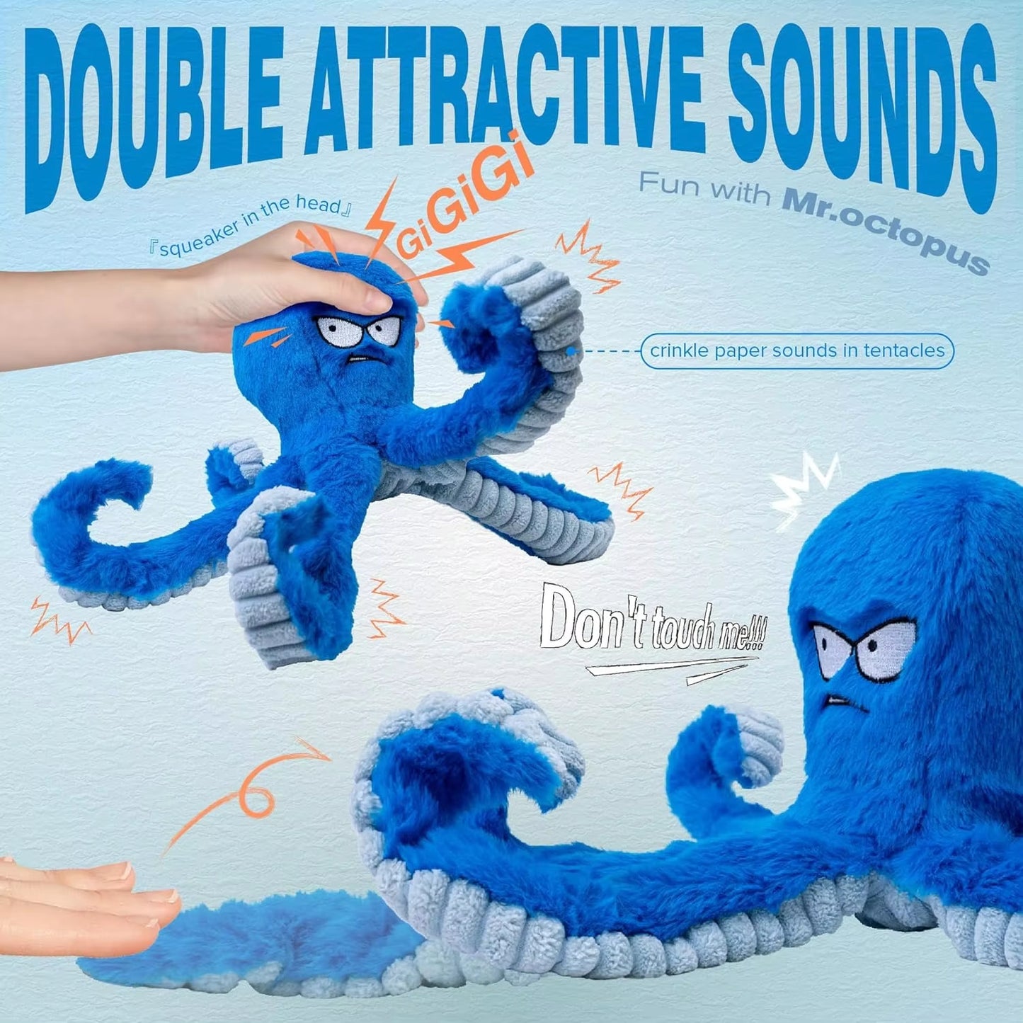 Octopus Plush Squeaky Dog Toy with Tug Legs