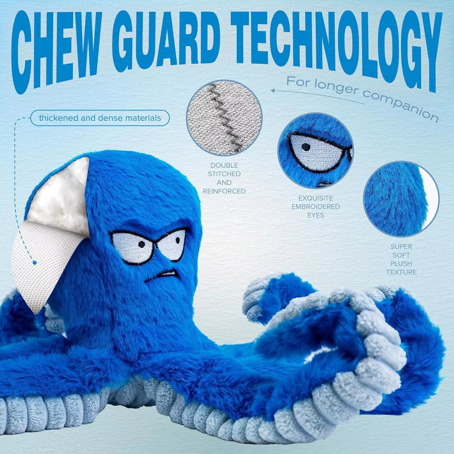 Octopus Plush Squeaky Dog Toy with Tug Legs